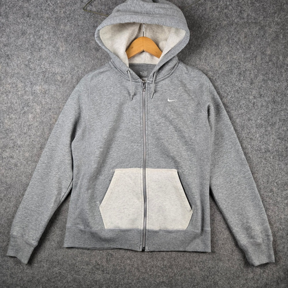 Nike Hoodie Womens Large‎ Gray Full Zip Athletic Dept Swoosh Logo Fleece Jacket